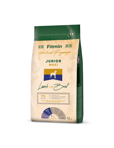 Fitmin Maxi Junior Lamb & Beef sausas maistas šuniukams, 12kg