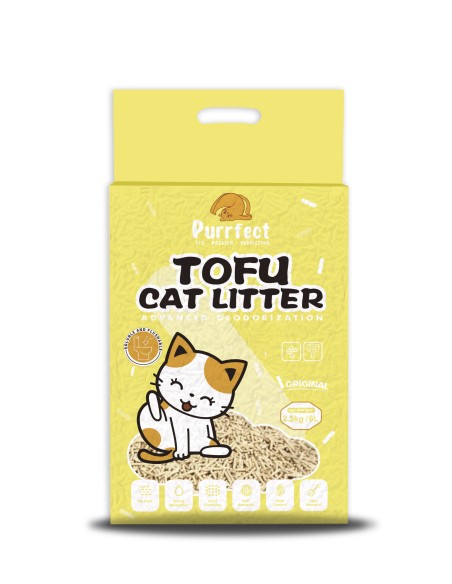 Purrfect Natural tofu kraikas katėms natūralaus kvapo (bekvapis) sušokantis, nedulkantis, 6l (2,5kg)