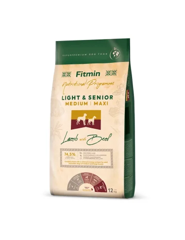 Fitmin Medium Maxi Light Senior Lamb & Beef sausas maistas šunims, 12kg