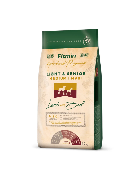 Fitmin Medium Maxi Light Senior Lamb & Beef sausas maistas
