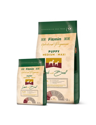 Fitmin Medium Maxi Puppy Lamb & Beef sausas maistas šuniukams