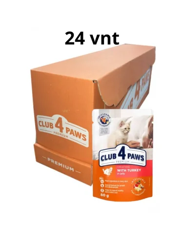 Club4paws konservai kačiukams su kalakutiena 24 X 80g