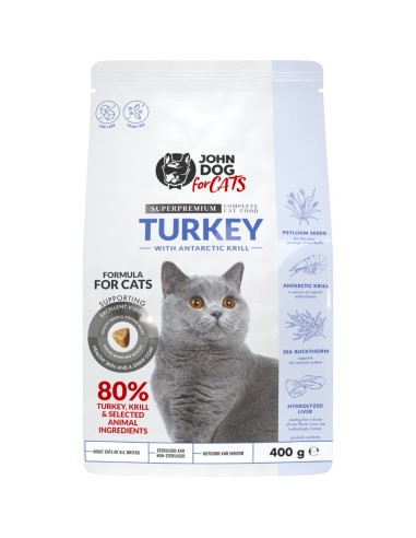 JOHN DOG FOR CATS TURKEY WITH KRILL sausas maistas katėms su kalakutiena ir kriliumi