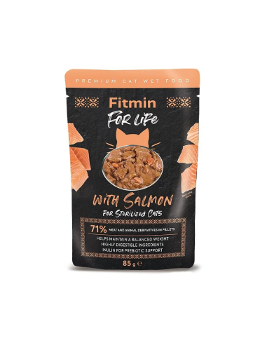 Fitmin for Life Sterilised salmon konservai sterilizuotoms katėms su lašiša, 85g