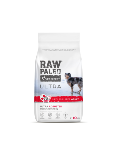 RAW PALEO ULTRA Beef Medium&Large Adult sausas maistas šunims su jautiena, 10kg