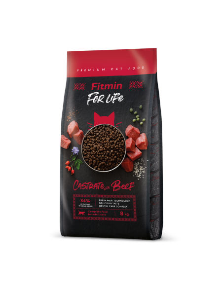 SVERIAMAS Fitmin for Life Castrate Beef sausas maistas suaugusioms sterilizuotoms katėms, 1kg