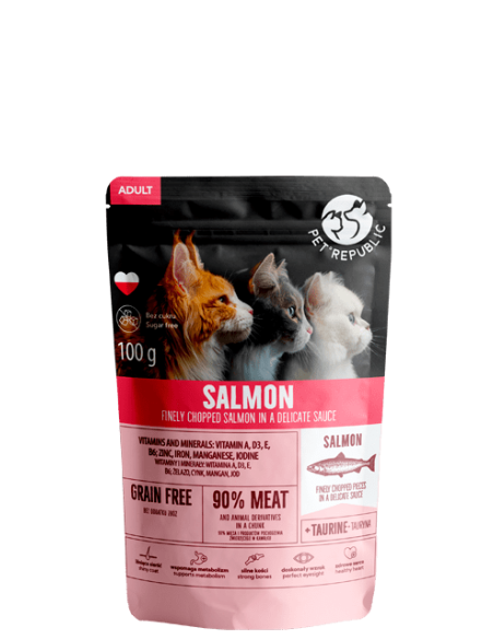 Pet Republic begrūdžiai konservai suaugusioms katėms su lašiša