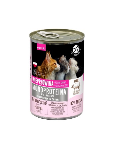 Pet Republic kiaulienos vieno baltymo ėdalas katėms, gabalėliai