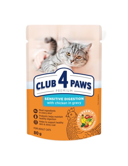 Club 4 Paws konservai suaugusioms katėms su jautriu virškinimu
