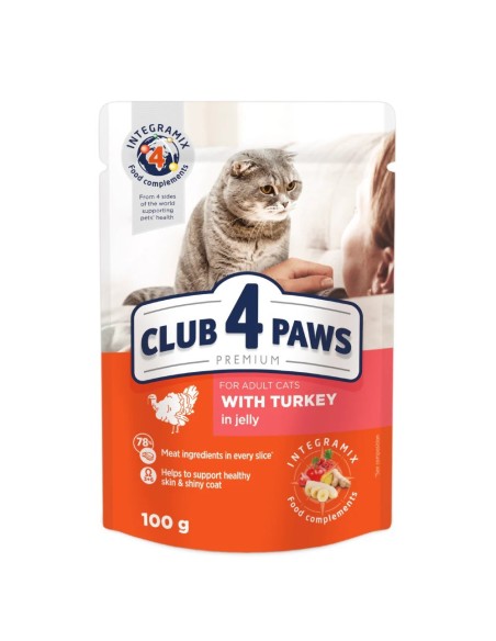 Club 4 Paws konservai suaugusioms katėms su kalakutiena 24 X 85g