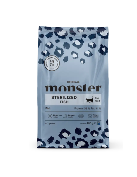 Monster Original Sterilized Fish sausas maistas sterilizuotoms