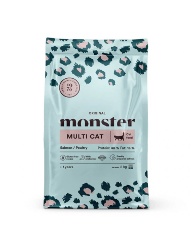 Monster Original Multi Cat sausas maistas katėms su lašiša ir paukštiena.