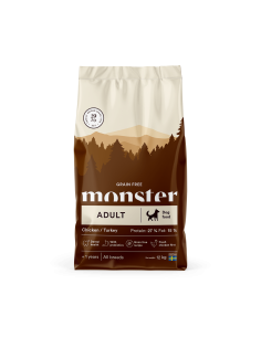 Monster sausas begrūdis maistas šunims Adult su vištiena ir