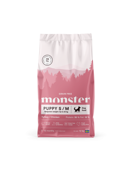 Monster Grain Free Puppy S/M Chicken/Turkey sausas maistas