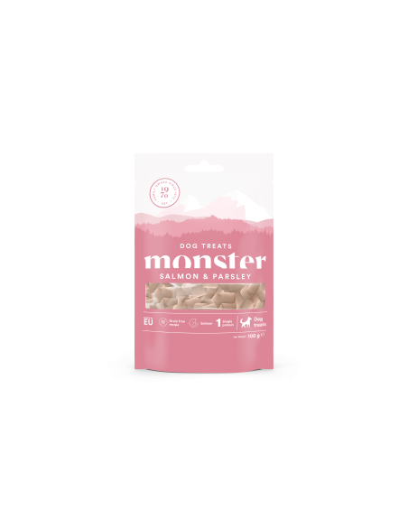 Monster skanėstai šunims su lašiša ir petražolėmis, 100g