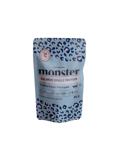 Monster vieno baltymo konservai katėms Salmon su lašiša, 85g