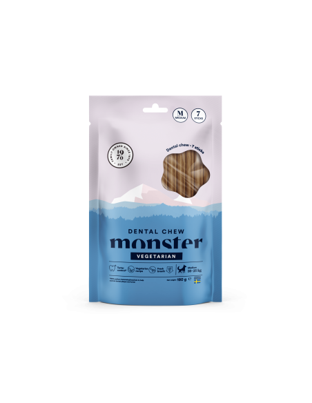 Monster Dental Chew vegetariški skanėstai M veislių šunims, 180g (7 vnt.)