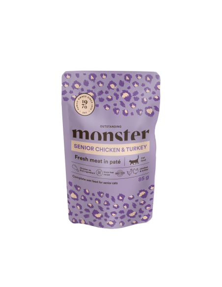 Monster Senior konservai vyresnio amžiaus katėms su vištiena ir