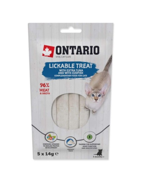 Ontario Lickable Treat skanėstas tyrelė su tunu ir menke, 5x14g