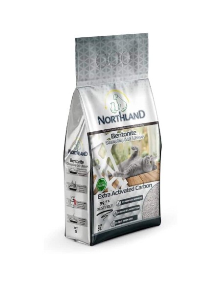 Northland Extra Carbon bentonito kraikas katėms aktyvintos anglies neutralaus kvapo 5l 10l