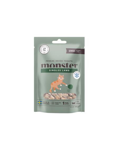 Monster Freeze Dried liofilizuotos ėrienos skanėstai katėms, 45g