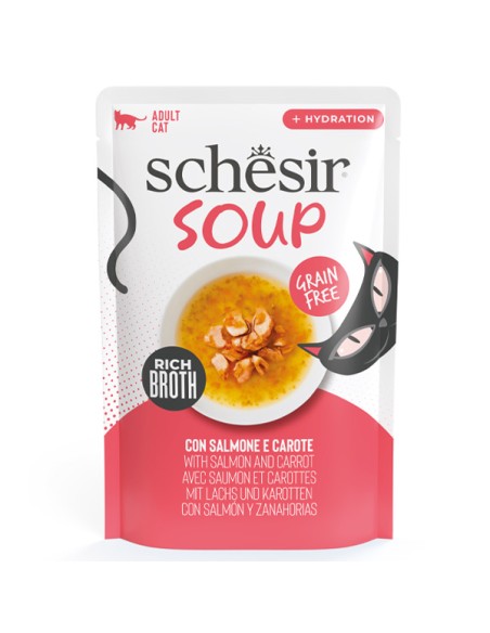 Schesir Soup sriubytė katėms su lašiša ir morkomis, 40g