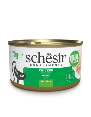 Schesir plėšytos mėsos filė su daug skysčio, vištiena drebučiuose, 70g