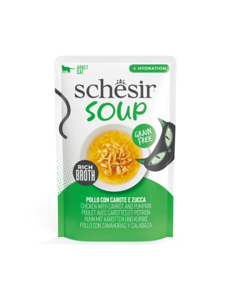 Schesir Soup sriubytė katėms su Vištiena ir Morkomis, 40g