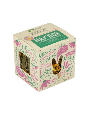 Tivo Hay’box žaislas su ežiuole ir saulėgrąžų žiedlapiais, 60g