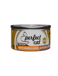 Perfect Cat plėšytos mėsos konservai vištiena ir antiena drebučiuose, 80g