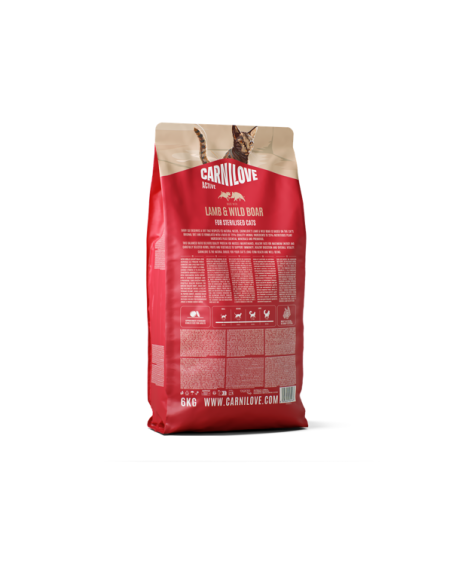 CARNILOVE Active Lamb&Wild Boar Sterilised sausas pašaras katėms su ėriena ir šerniena