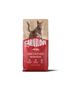 CARNILOVE Active Lamb&Wild Boar Sterilised sausas pašaras katėms su ėriena ir šerniena