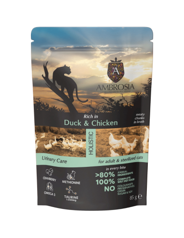 Ambrosia  Sterilized Duck & Chicken konservai katėms su vištiena, 85g