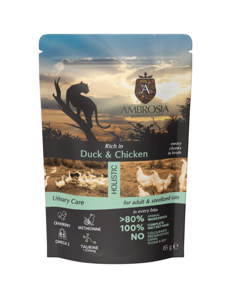 Ambrosia  Sterilized Duck & Chicken konservai katėms su vištiena, 85g