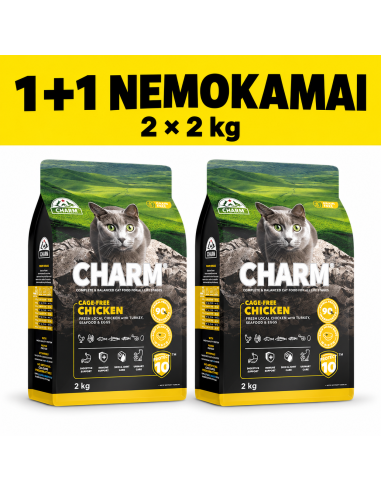 CHARM Cage-Free Chicken sausas maistas katėms iš laisvai