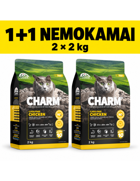 CHARM Cage-Free Chicken sausas maistas katėms iš laisvai